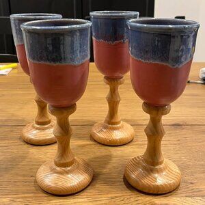 Pink & Blue Wooden Chalise Cup